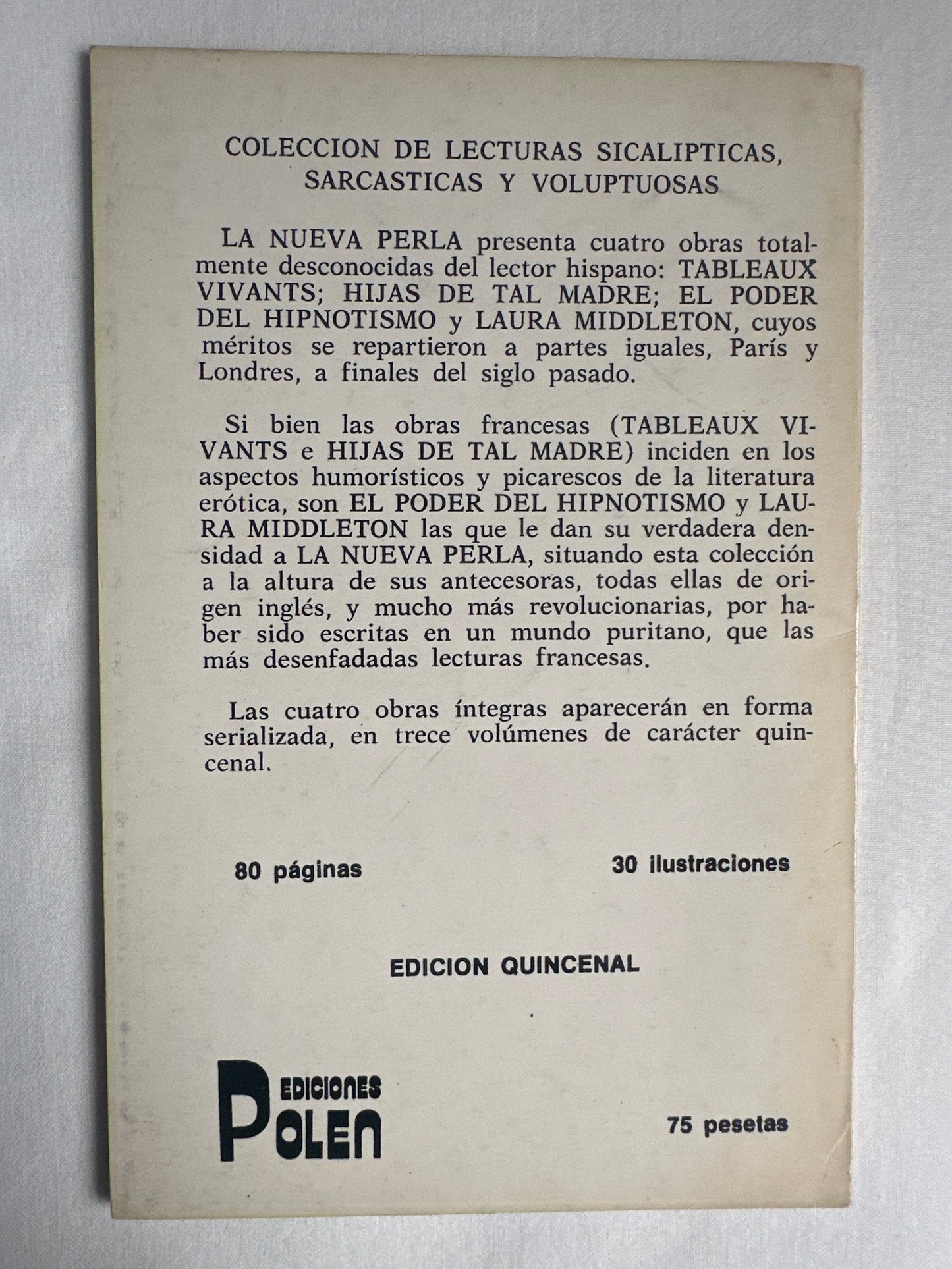 LA PERLA: COLECCIÓN DE LECTURAS SICALÍPTICAS SARCÁSTICAS Y VOLUPTOSAS, No.4